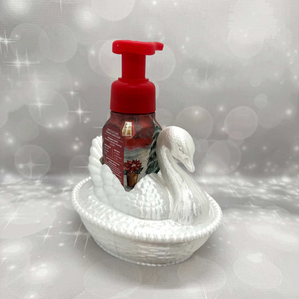 Vintage Milk-glass Swan BBW Soap Bottle Holder