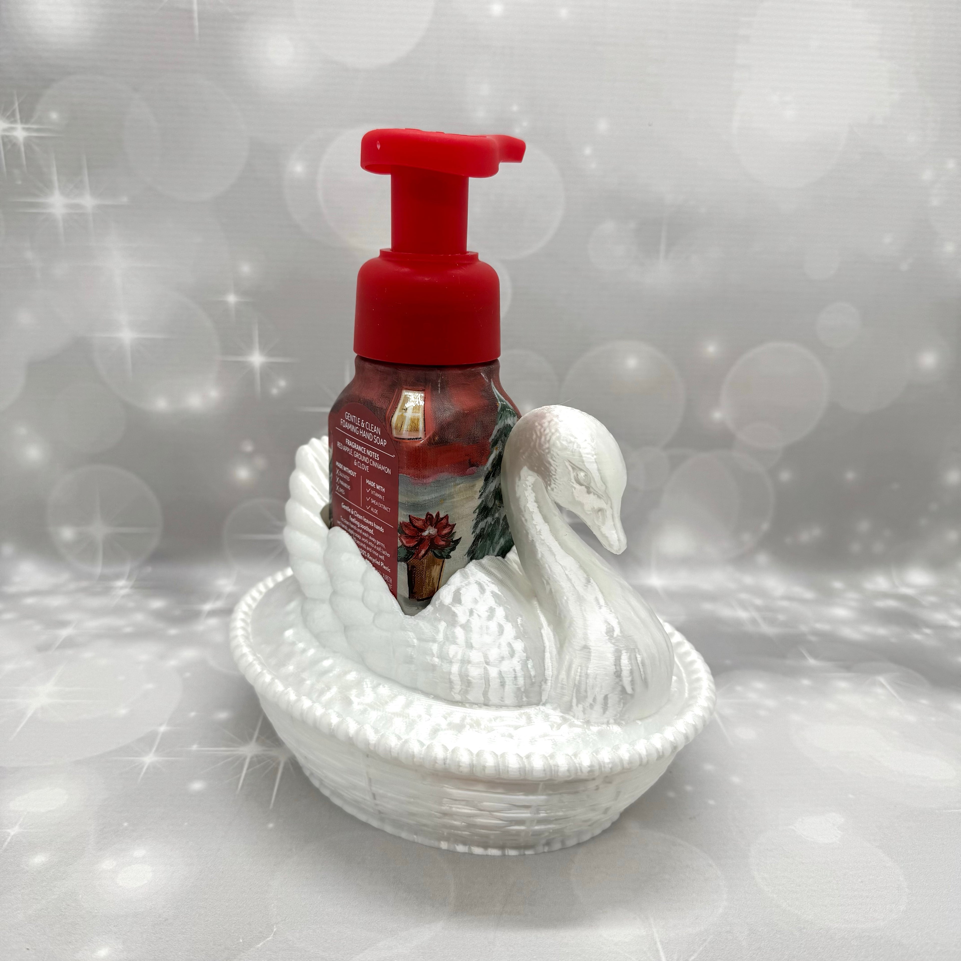 Vintage Milk-glass Swan BBW Soap Bottle Holder