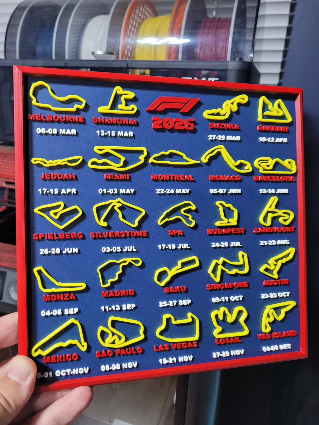 F1 2026 Calendar – 3D Printed Display