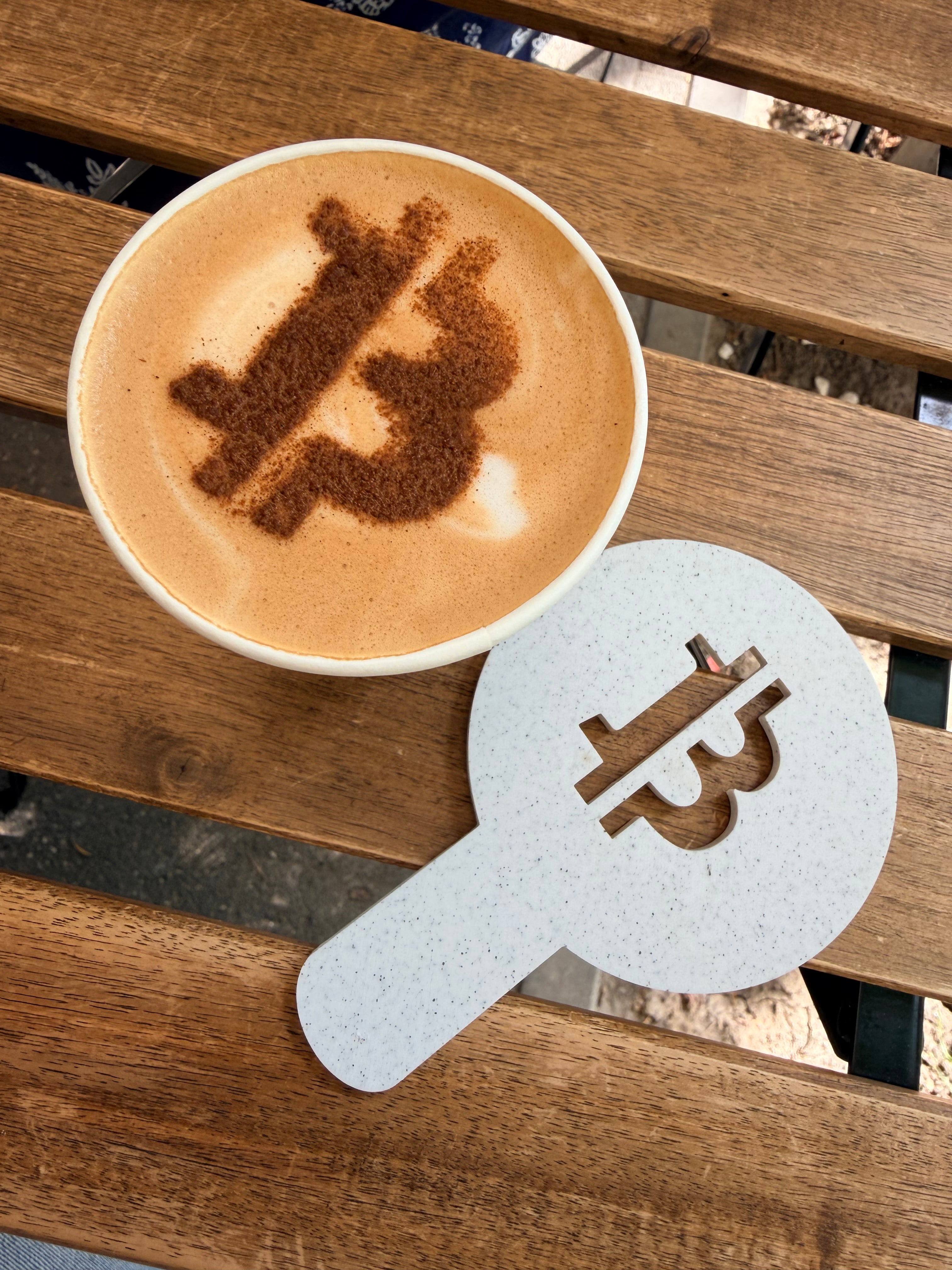 Bitcoin Coffee Stencil