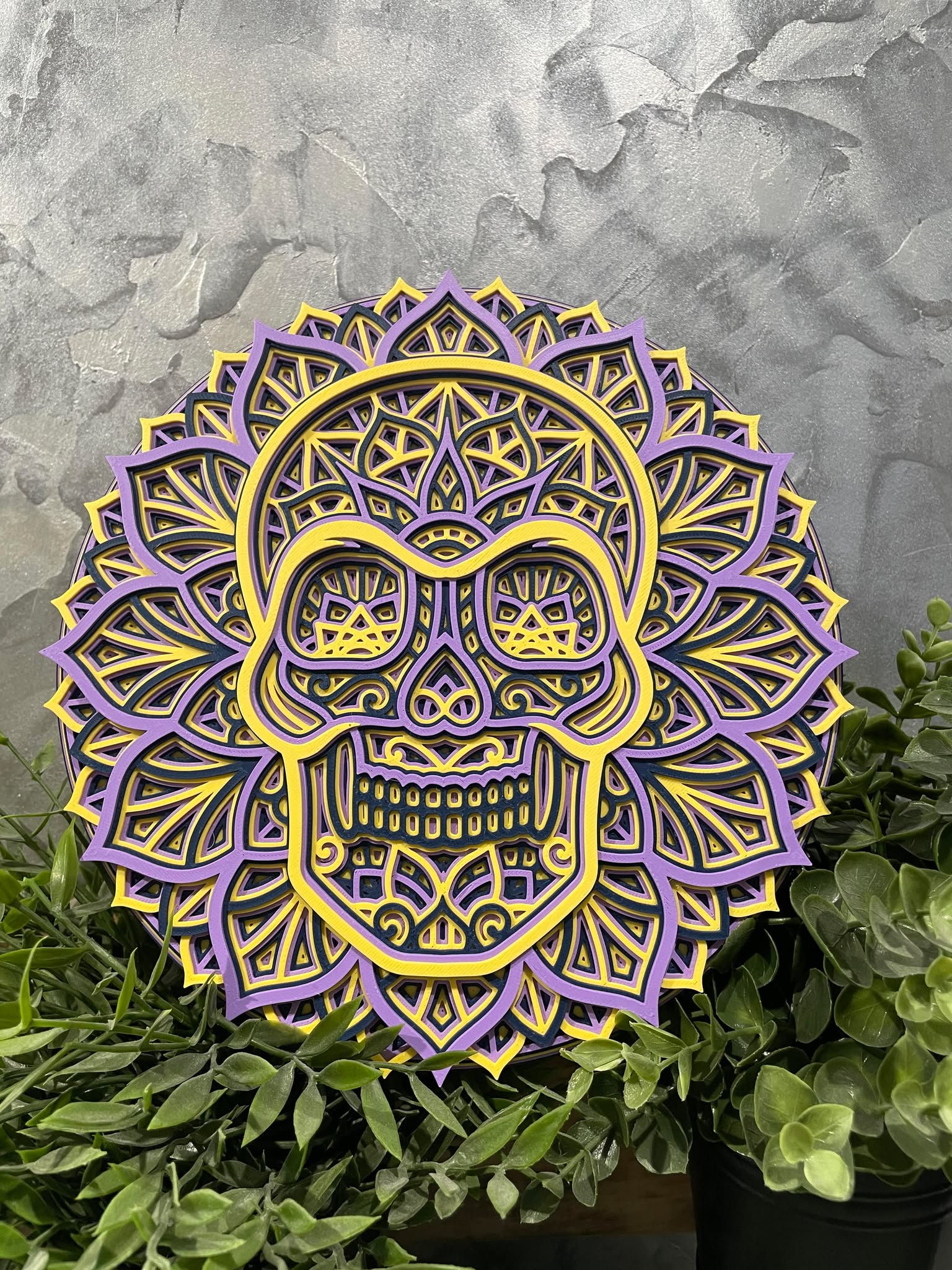 Customizable Layered Mandala Skull