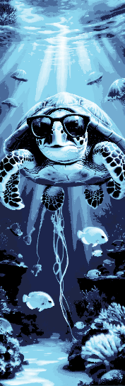 Seascape focused around a Chill'n Sea Turtle with his shades - Set of 3 Bookmarks