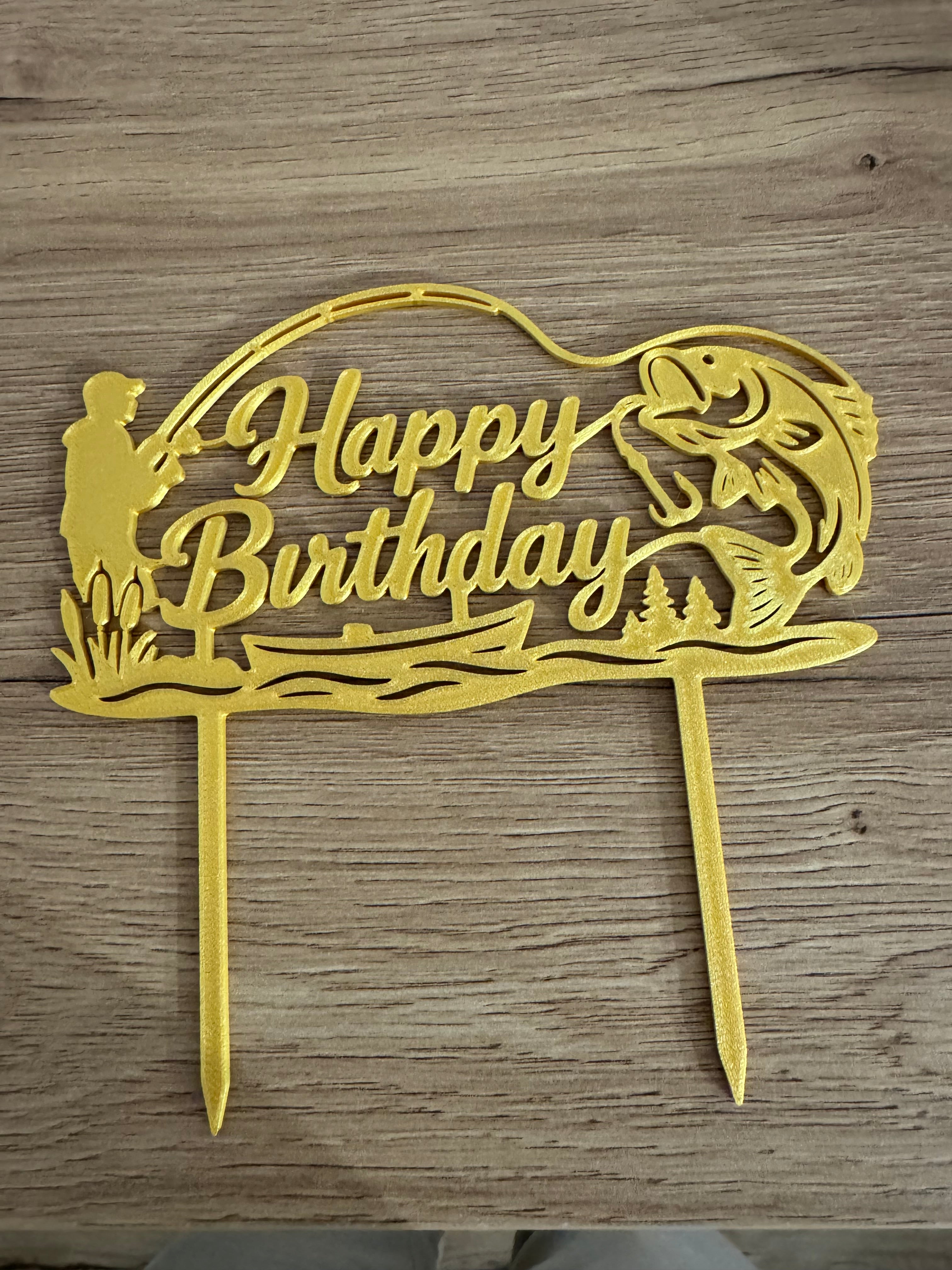 Happy Birthday – Fishing Cake Topper