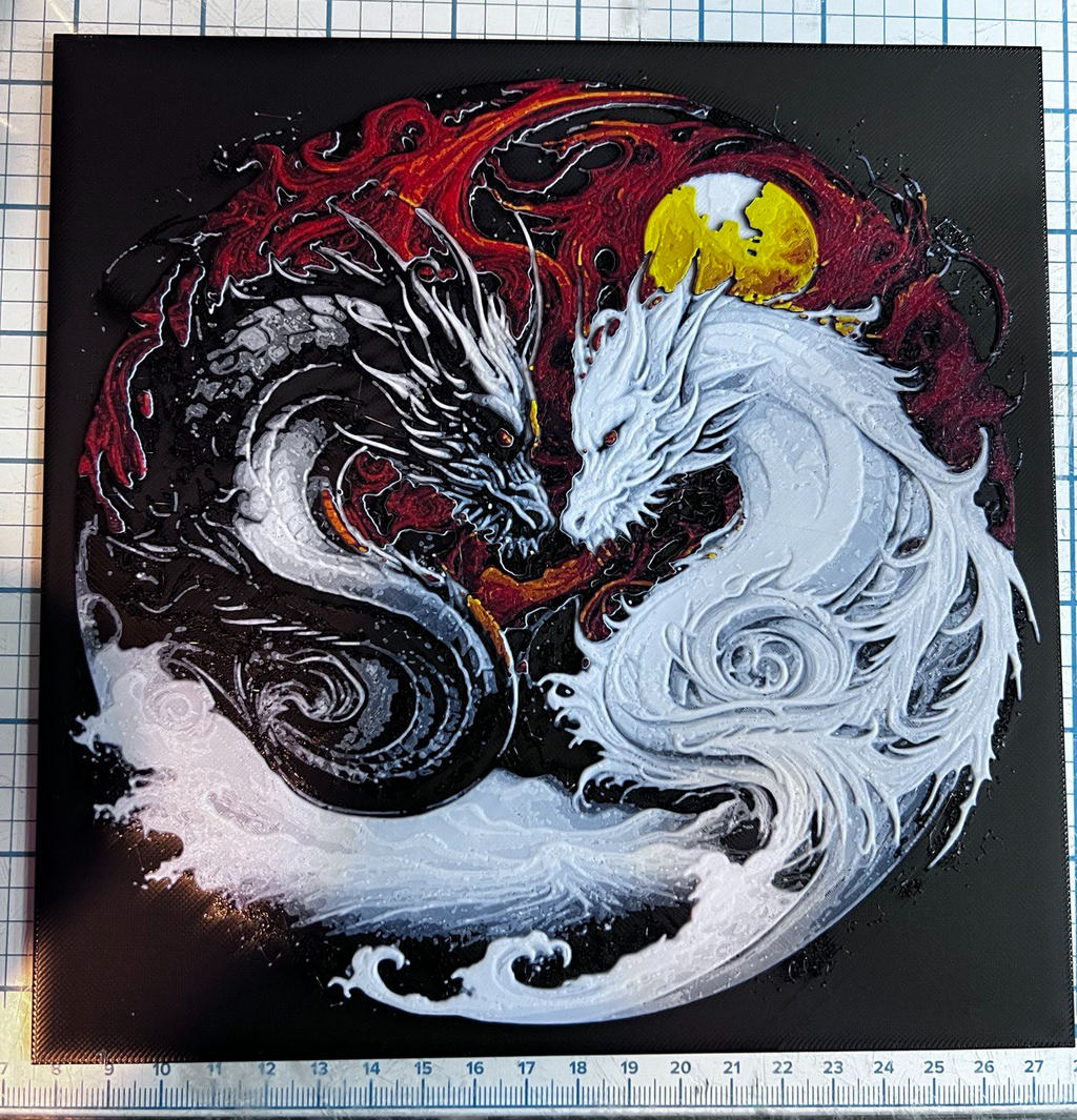Black and white chinese dragons hueforge 200x200