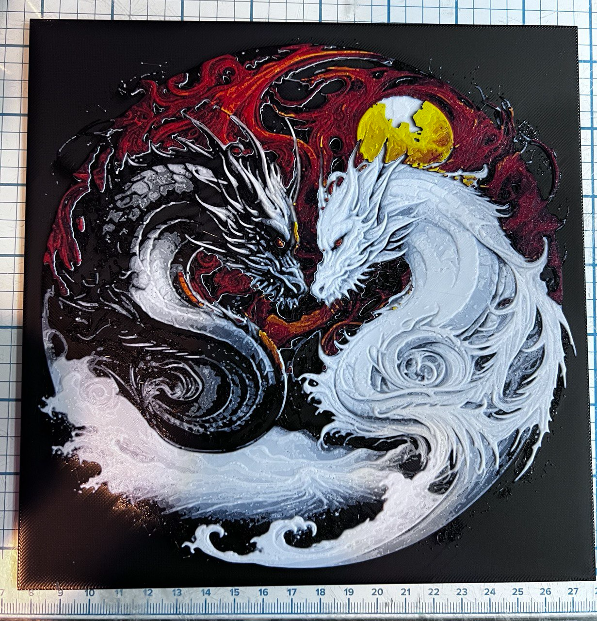 Black and white chinese dragons hueforge 200x200
