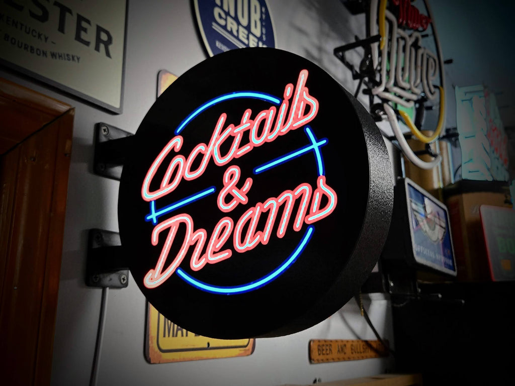 Retro Cocktails & Dreams Bar Lightbox Sign
