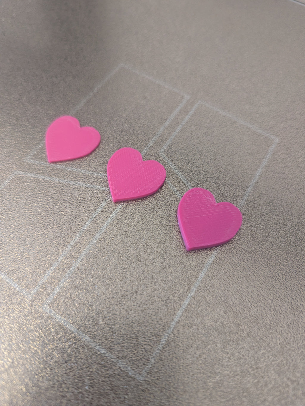 Hearts 1mm, 2mm, 3mm, small tokens, fast print