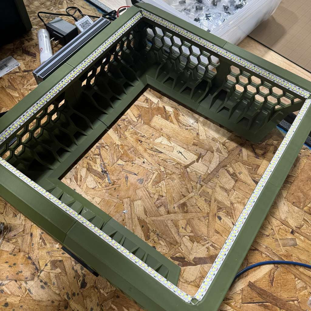 X3D-v3 Riser - integrated angled ledge for LED strip and rear power access
