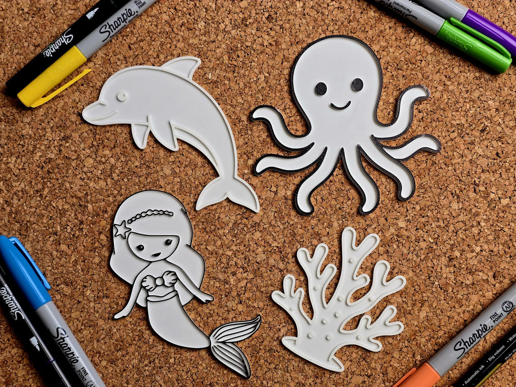 Mermaid Coral Octopus Dolphin Coloring