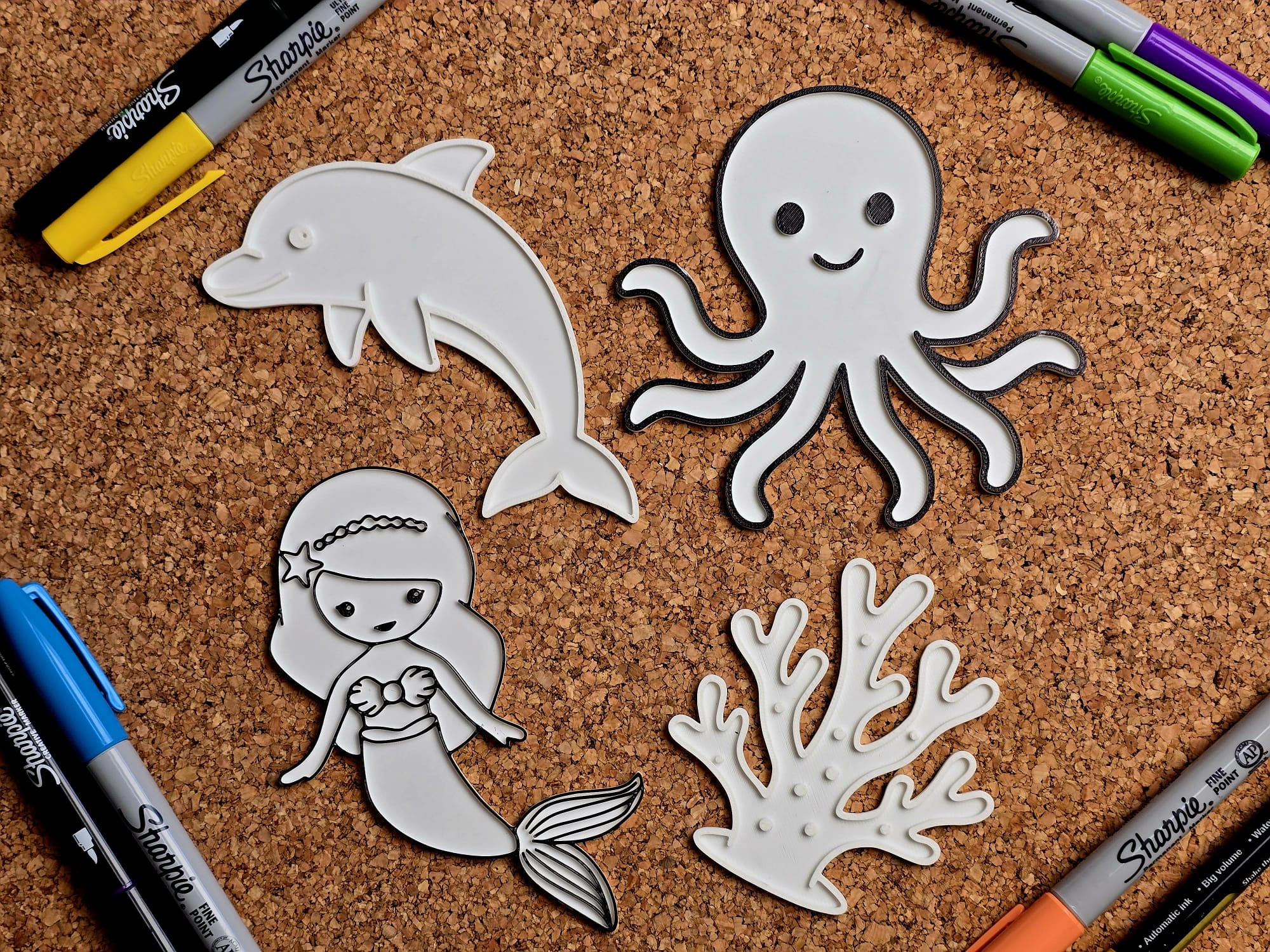 Mermaid Coral Octopus Dolphin Coloring