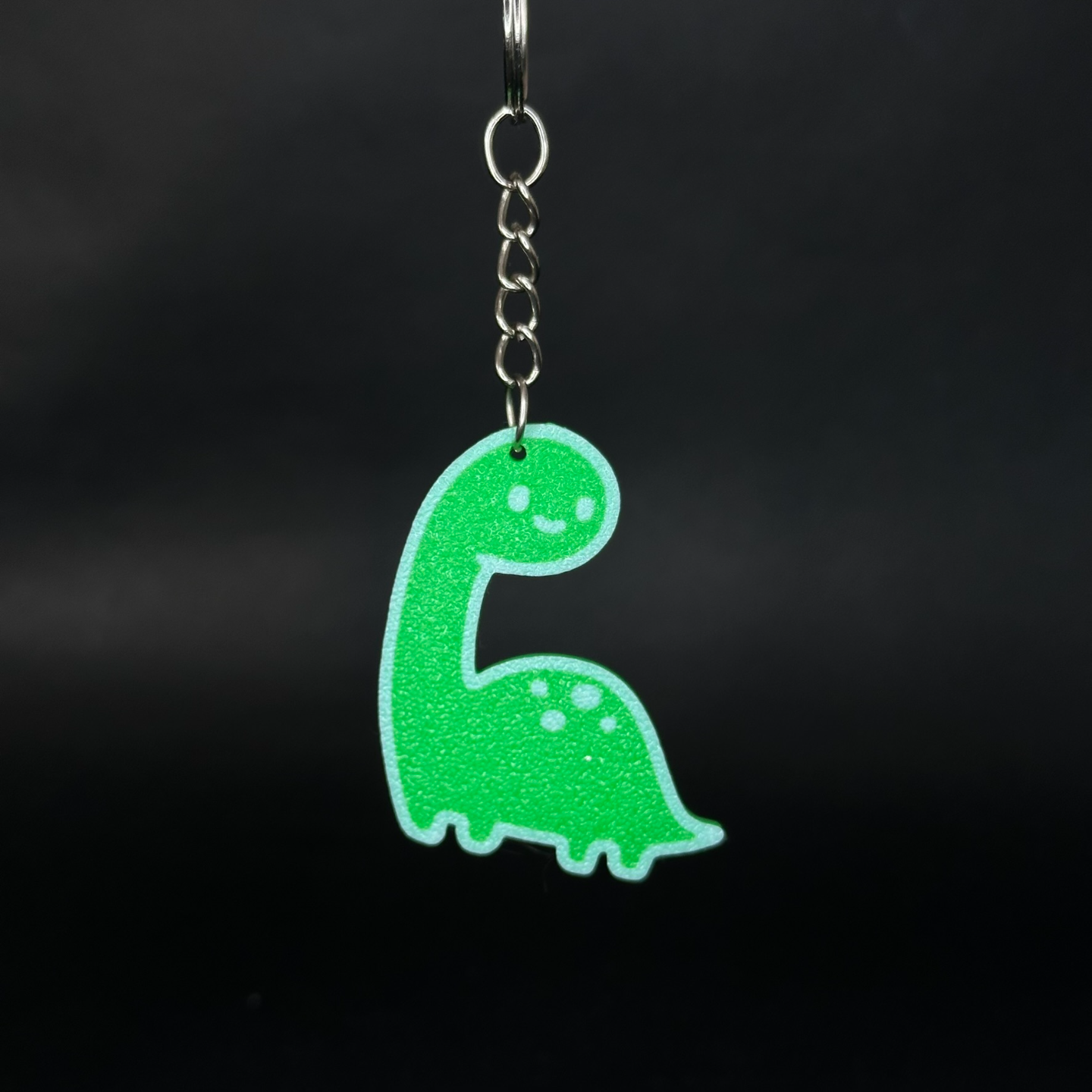 Smiling dinosaur green keychain + ams