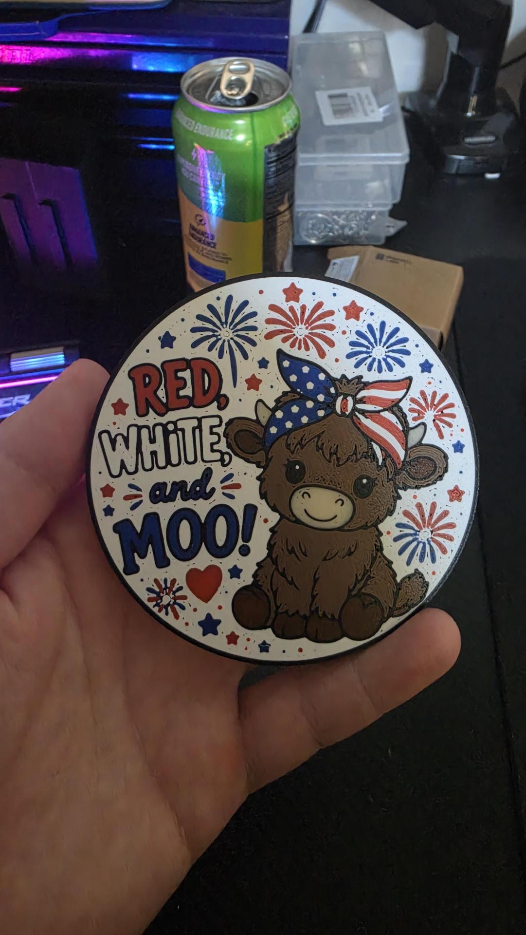Red, White & Moo B&BW Soap/Pen Holder Face