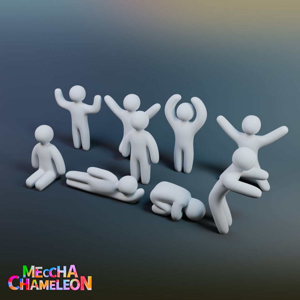 Mecha Chameleon game characters – 8 poses + idle