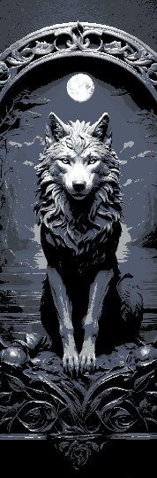 Carvings of the Wolf and Moon Fantasy Design - Set of 3 Bookmarks