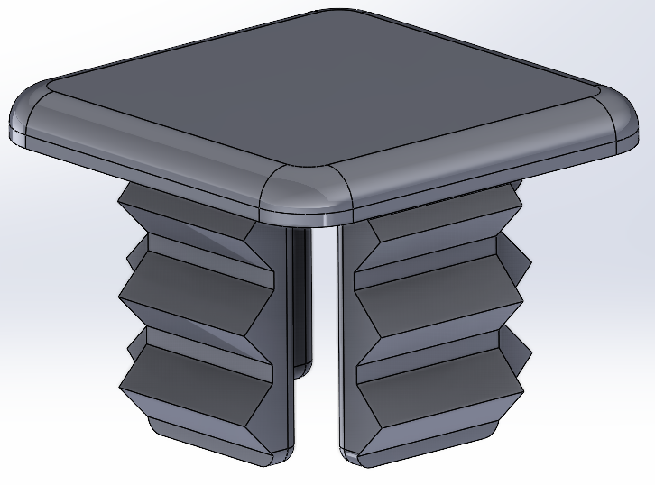 Box Tubing End Cap - 1x1x0.100in.