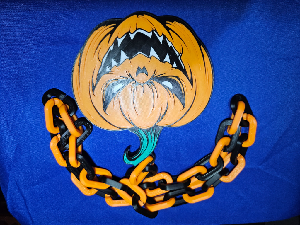 Halloween Jacko Killer Pumpkin Emblem Chain Link