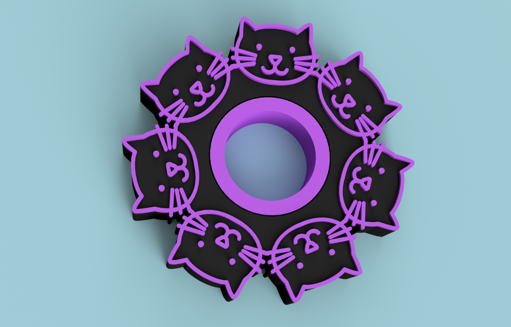 Spinning Kitties Print in Place Cat Fidget Spinner