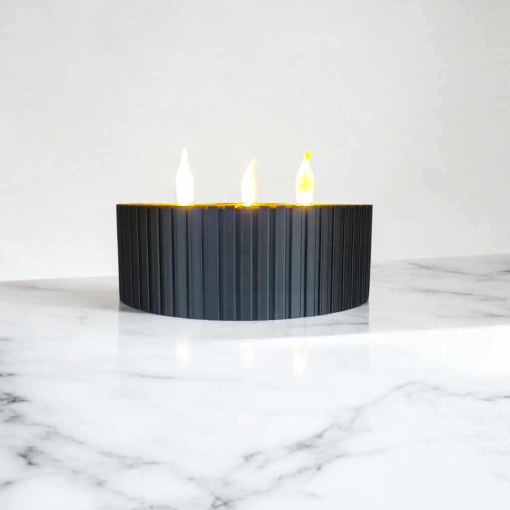 Three-Light Candle Holder with Elegant Rib Design