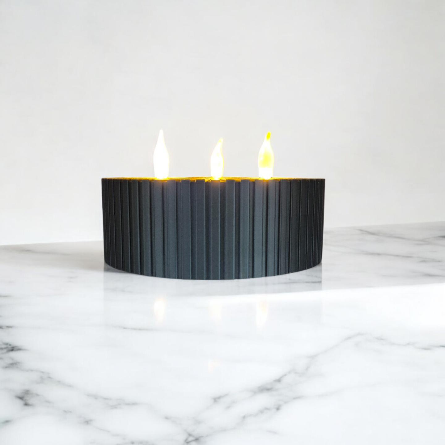 Three-Light Candle Holder with Elegant Rib Design