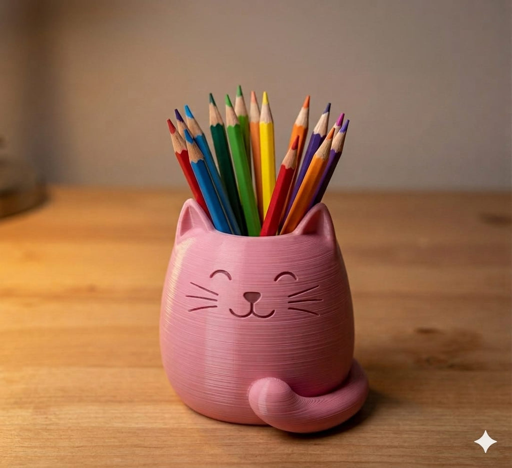 Pink Kitty Pencil Holder