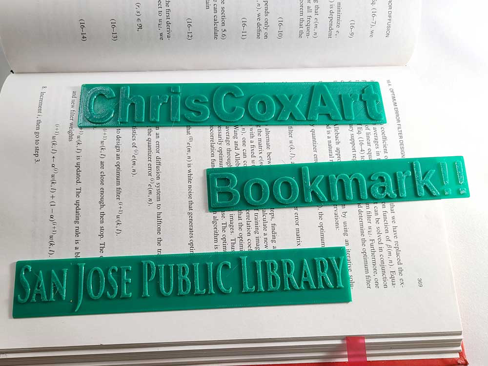 Customizable Text Bookmark with Raised Letters