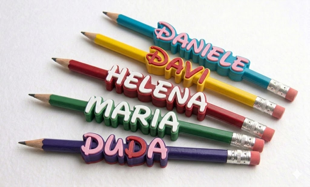 Marcador Nome Lápis 3D Personalizado Princesas