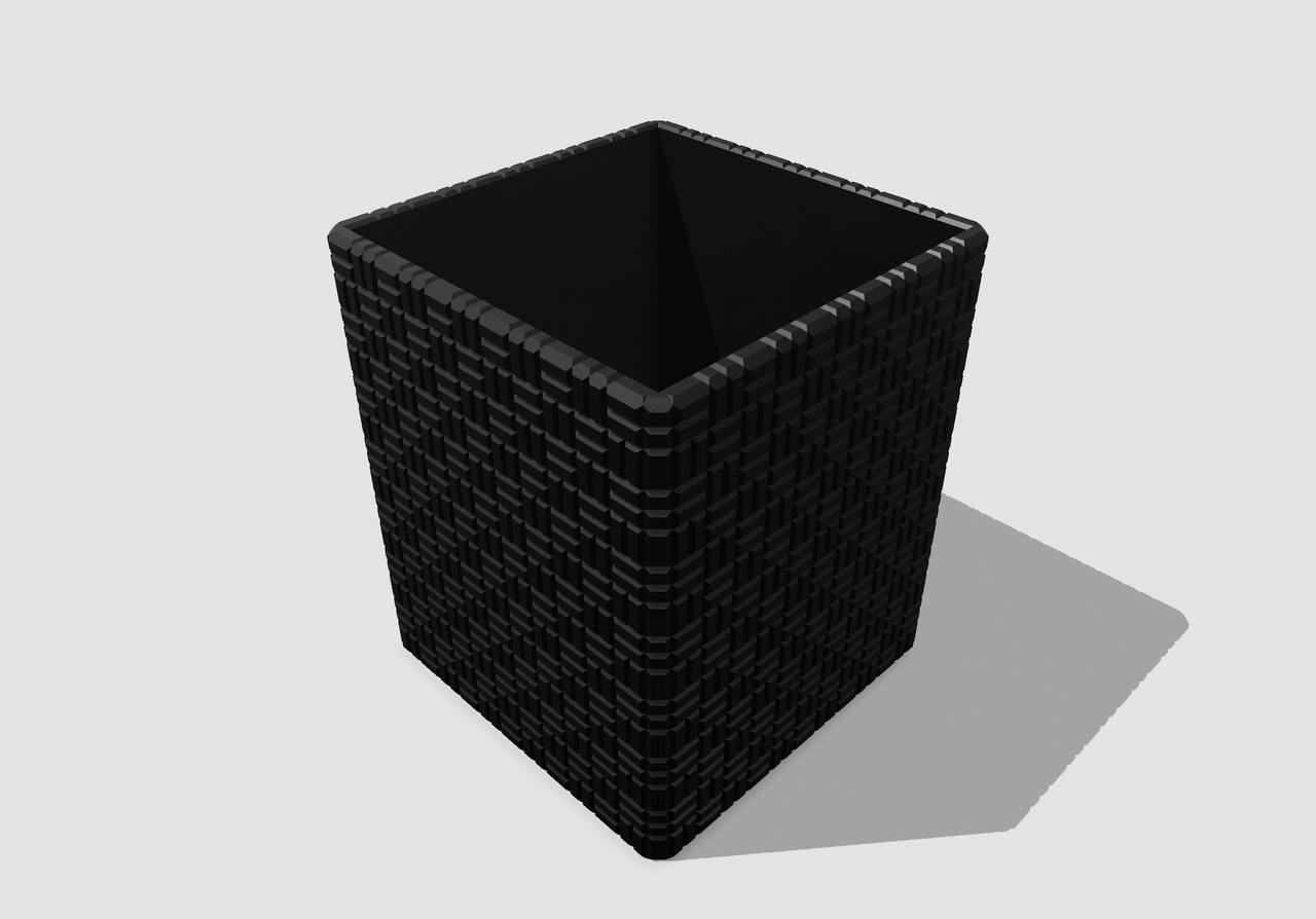 Square Basket Weave Planter with drainage
