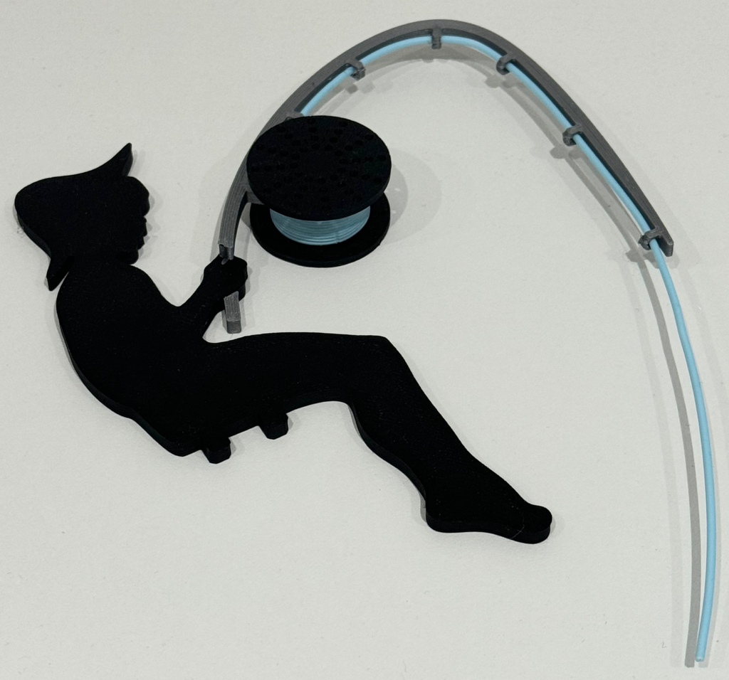 FisherMan with fishing rod and reel filament spool