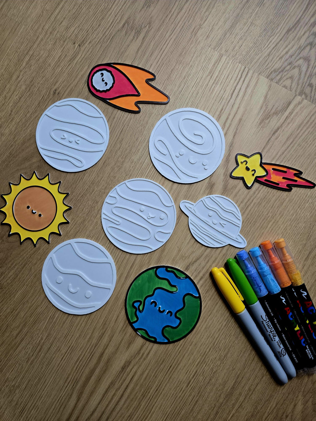 Cute Planet Stars Space DIY Coloring Craft NO AMS