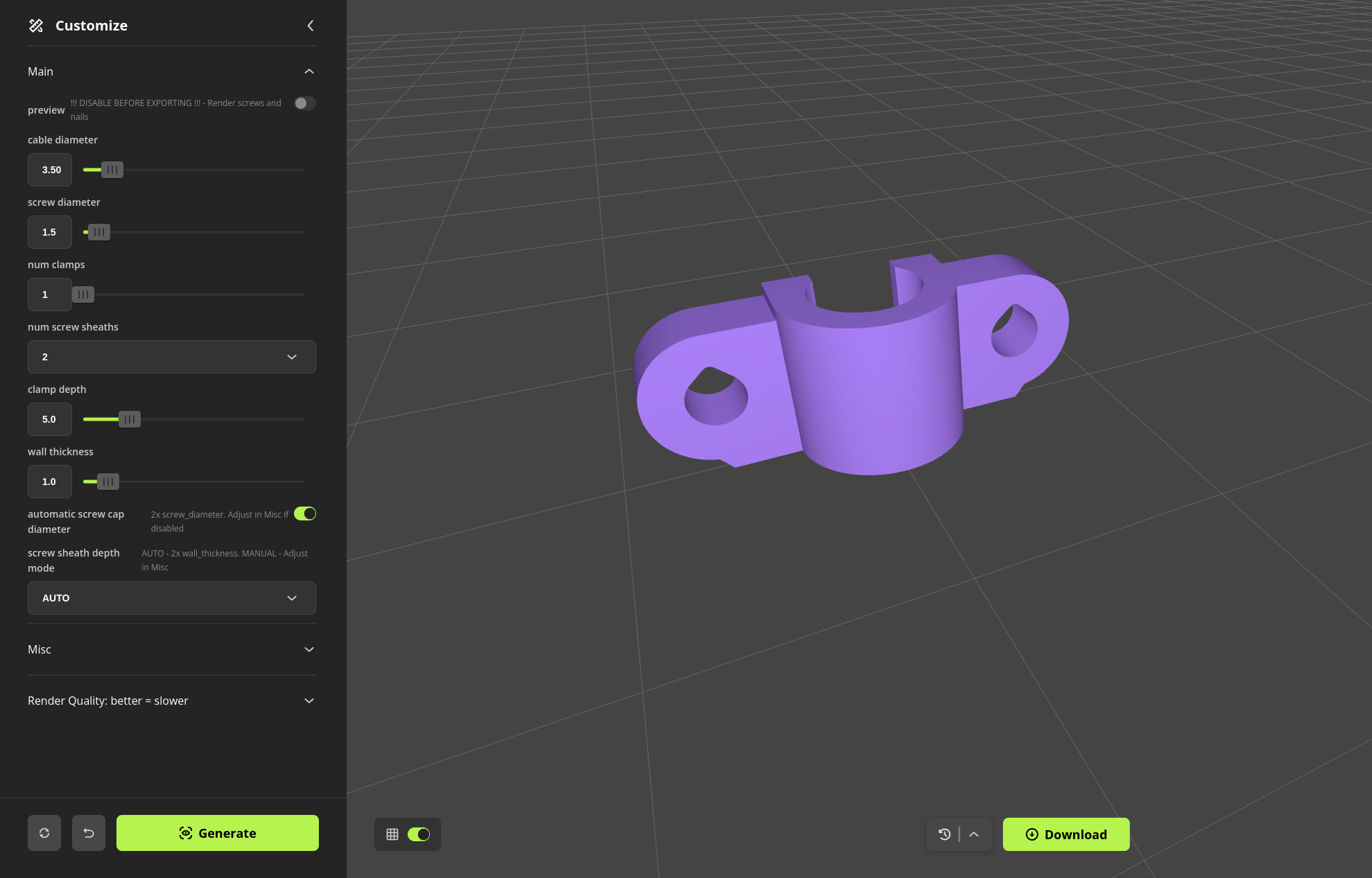 Parametric Cable Clip