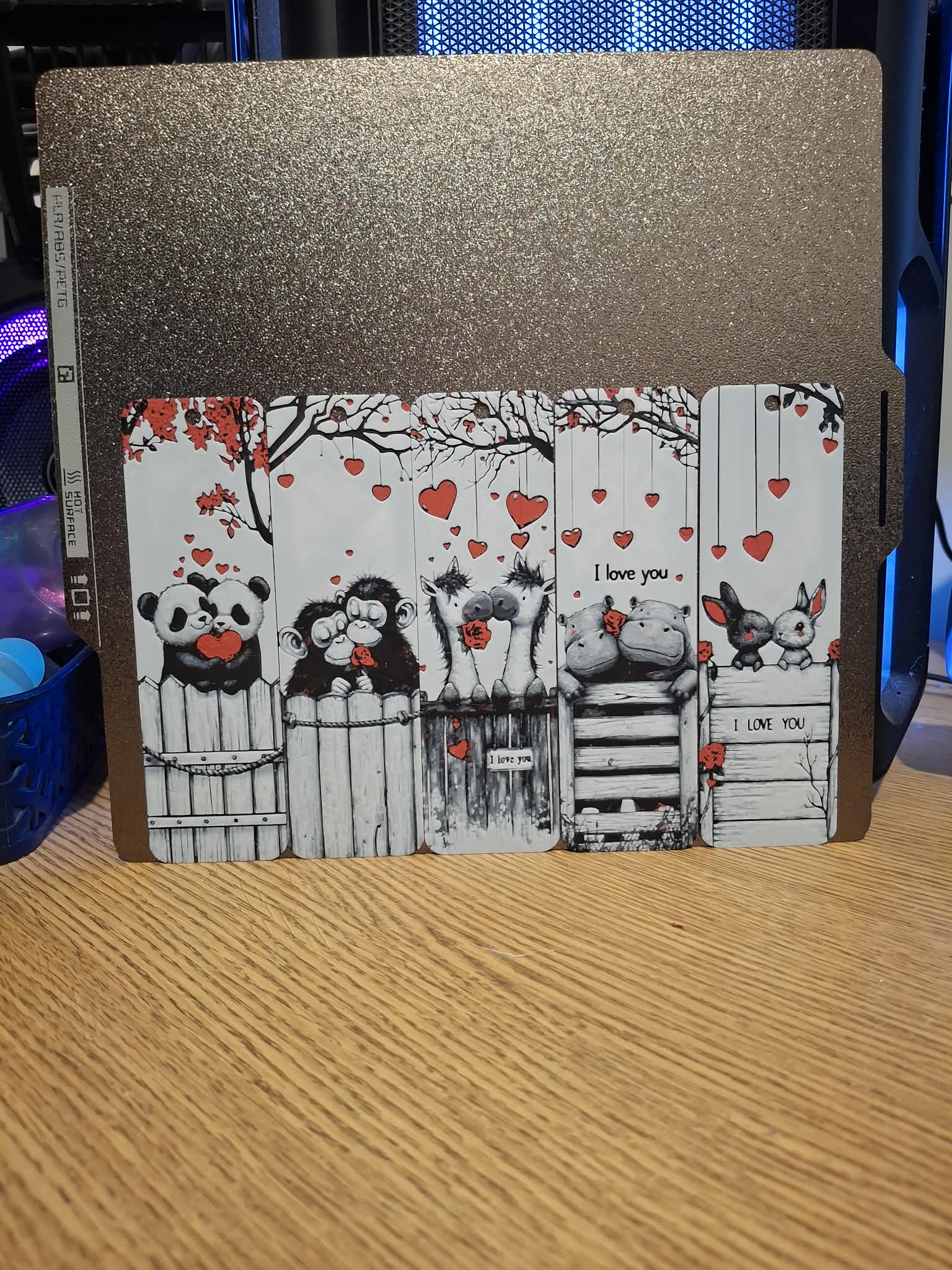 Set of 10 animals in love bookmarks