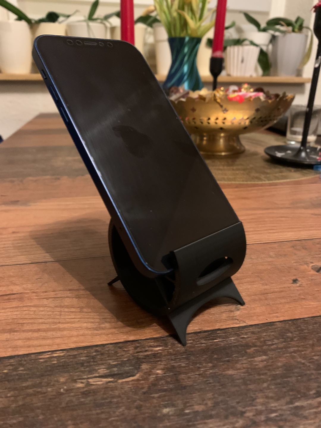 Phone stand with cable hole