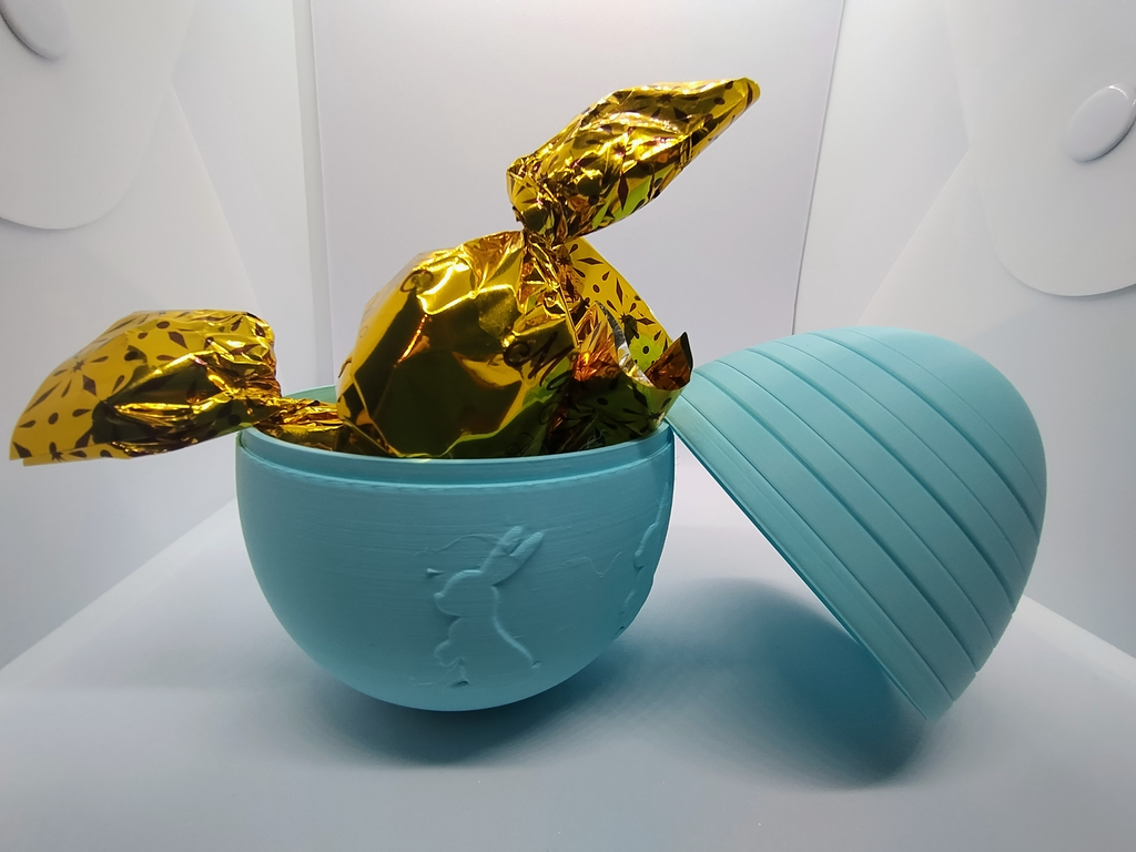 Easter Egg Open with rabbit decor