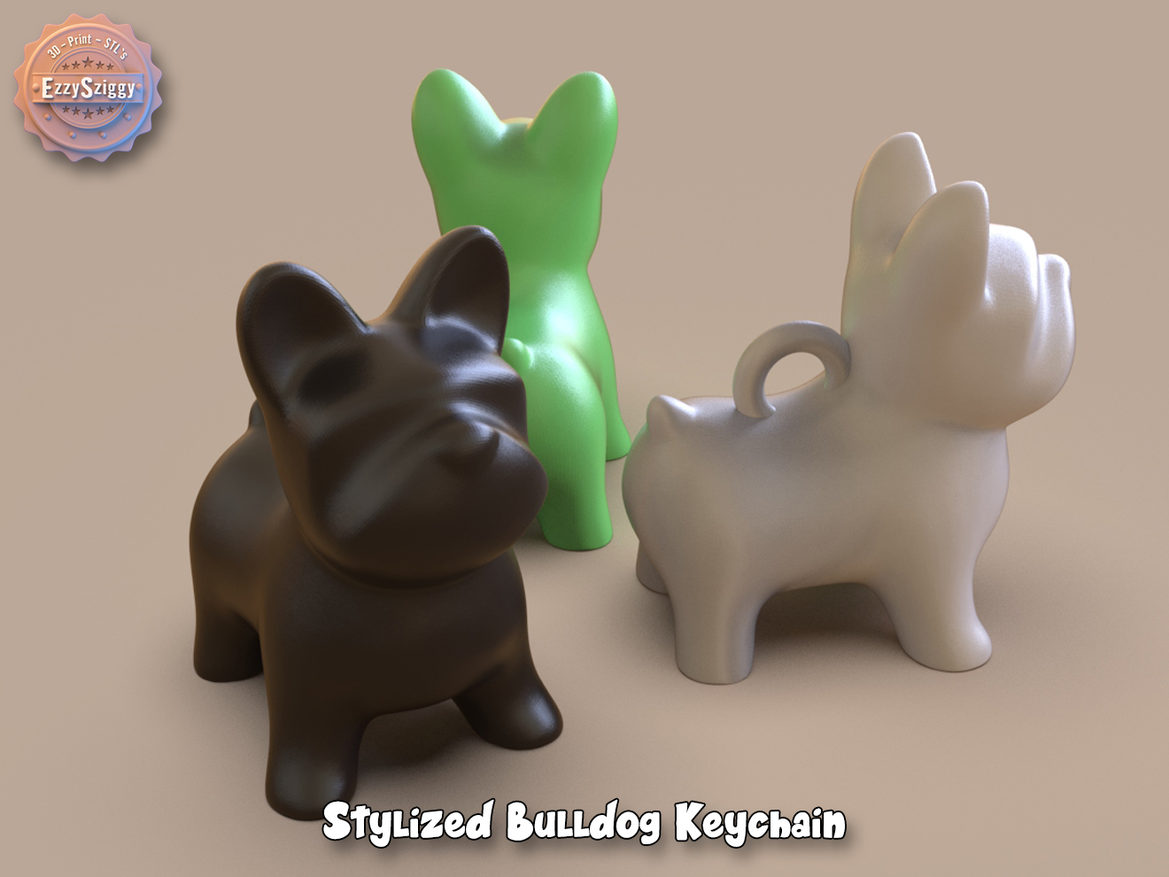 Stylized Bulldog Keychain