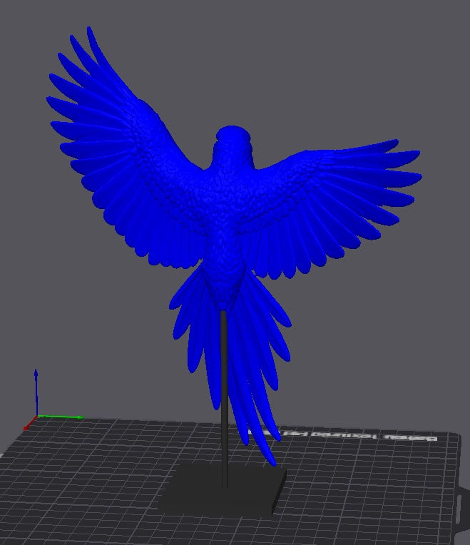 Arara azul em uma base asas abertas