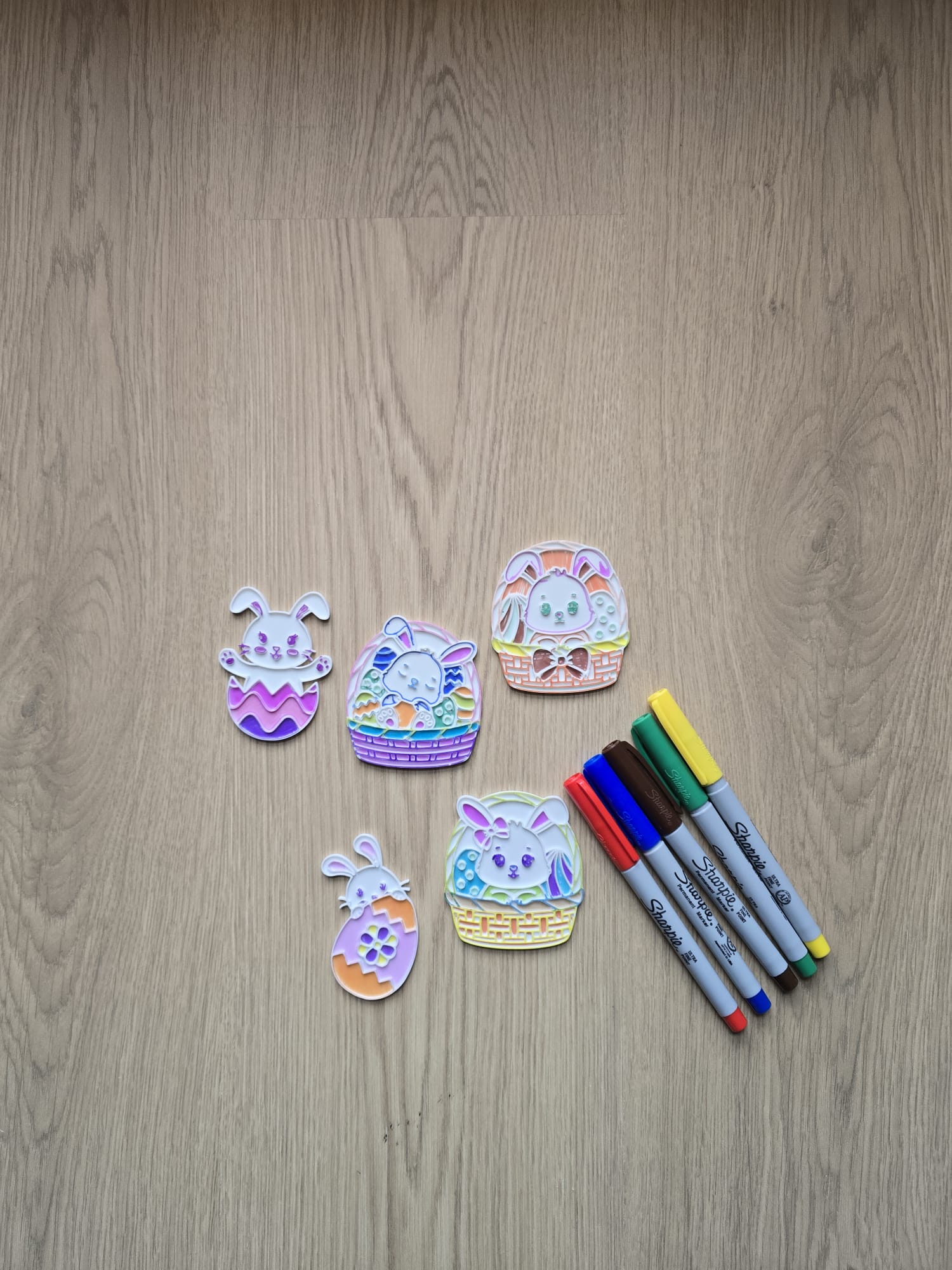 Easter Cute Bunny Egg Basket Coloring Set Sharpie