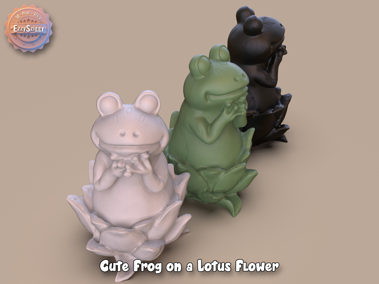 Cute Frog on a Lotus Flower