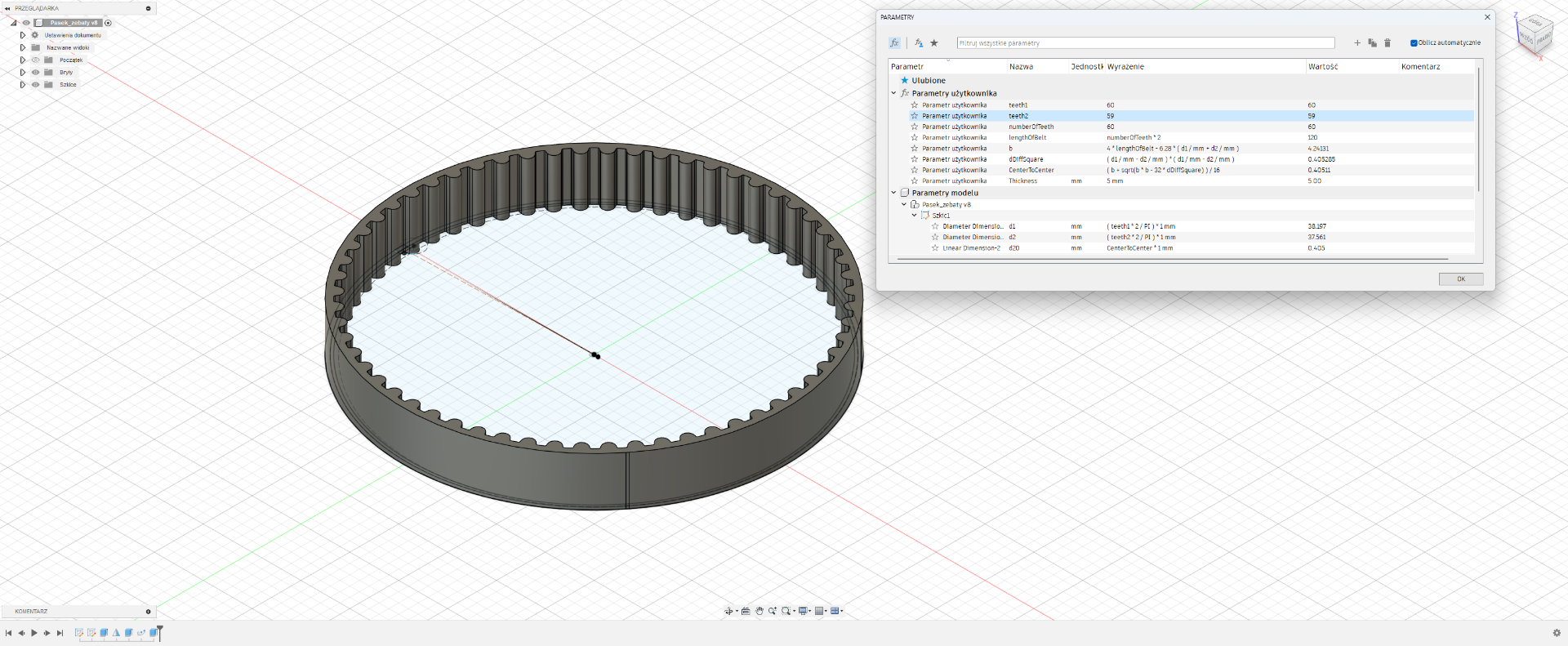 Parametric Rubber Belt Fusion 360