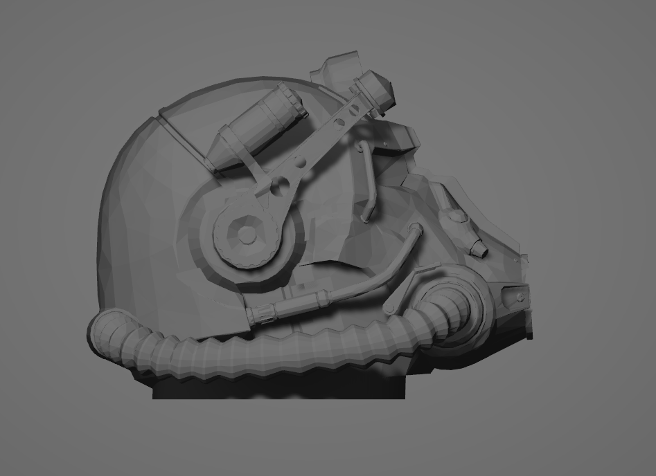 low polly power armor helmet