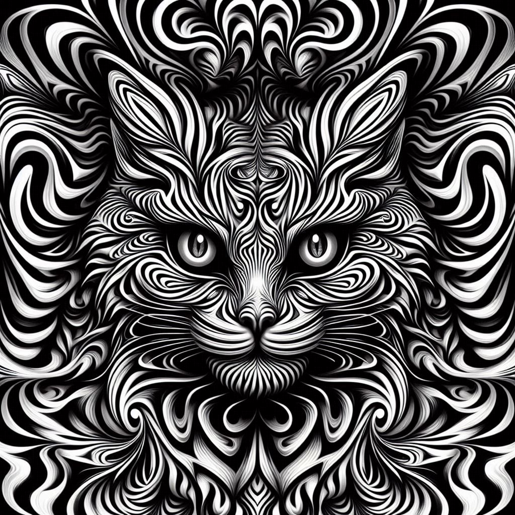 Psychedelic Cat Visual Illusion