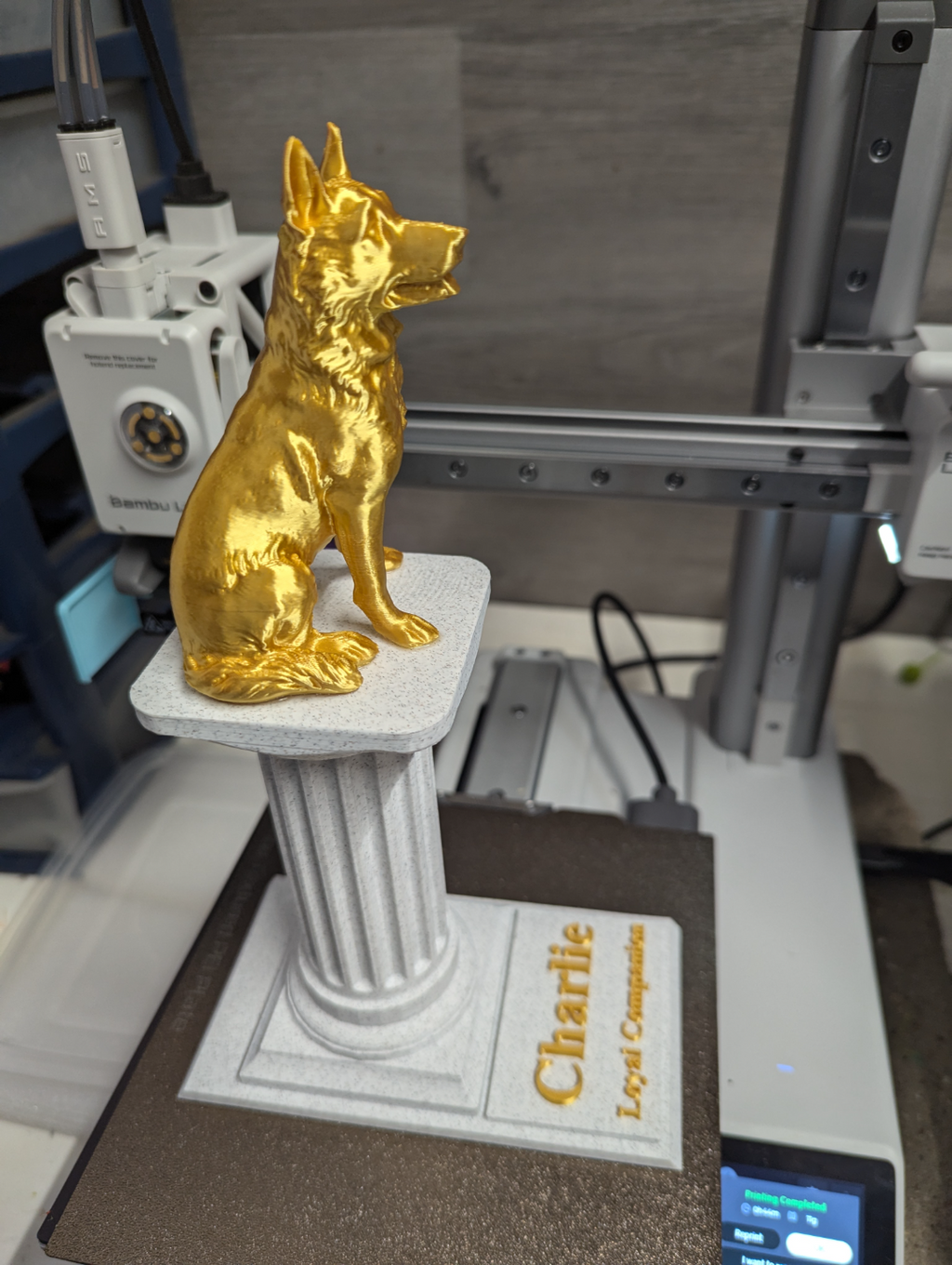 German Shepherd Statue on Podium