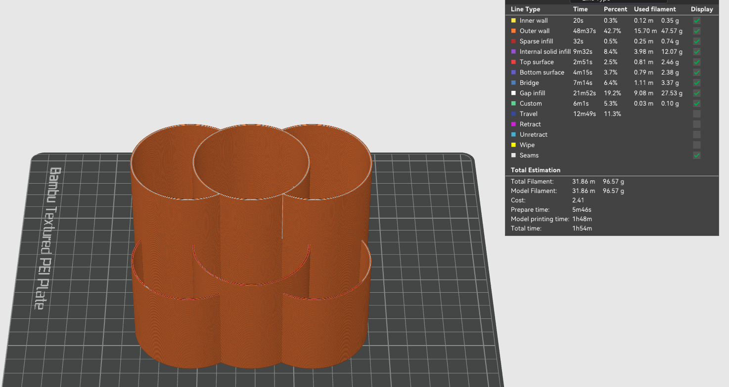 Desk organizer 6 slots <2h print 900mm tall