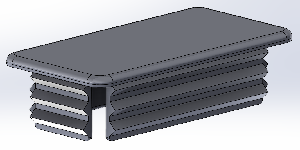Box Tubing End Cap - 3x1.5x0.125