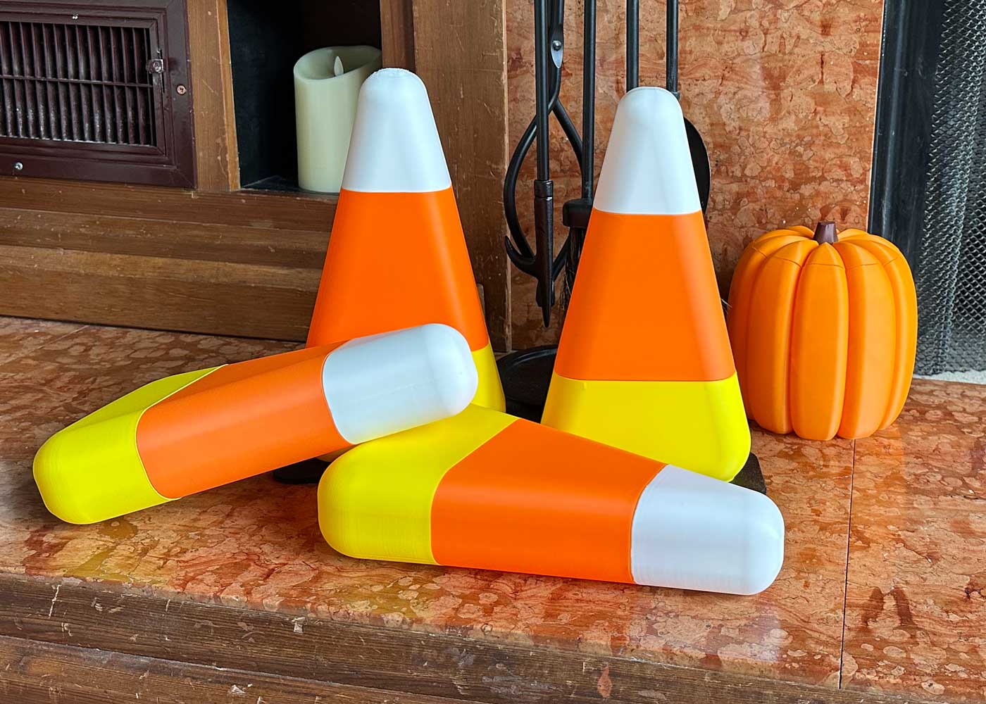 Candy Corn Traffic Cone – Tea Light/Path Light