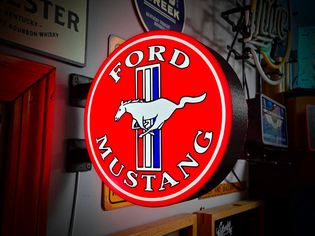 FORD MUSTANG ~ 2-Sided Gas Station Lighted Sign