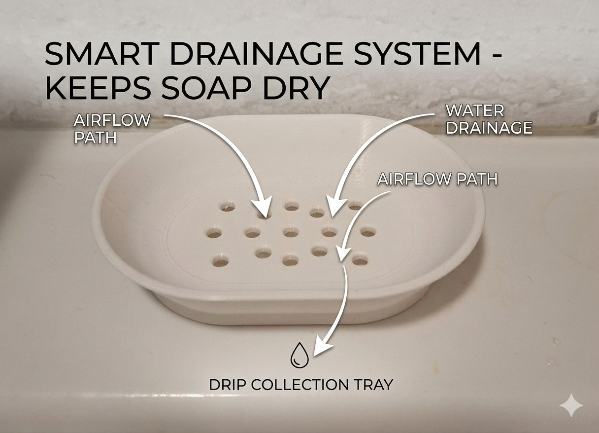 Minimalist 2-Piece Soap Holder with Drainage
