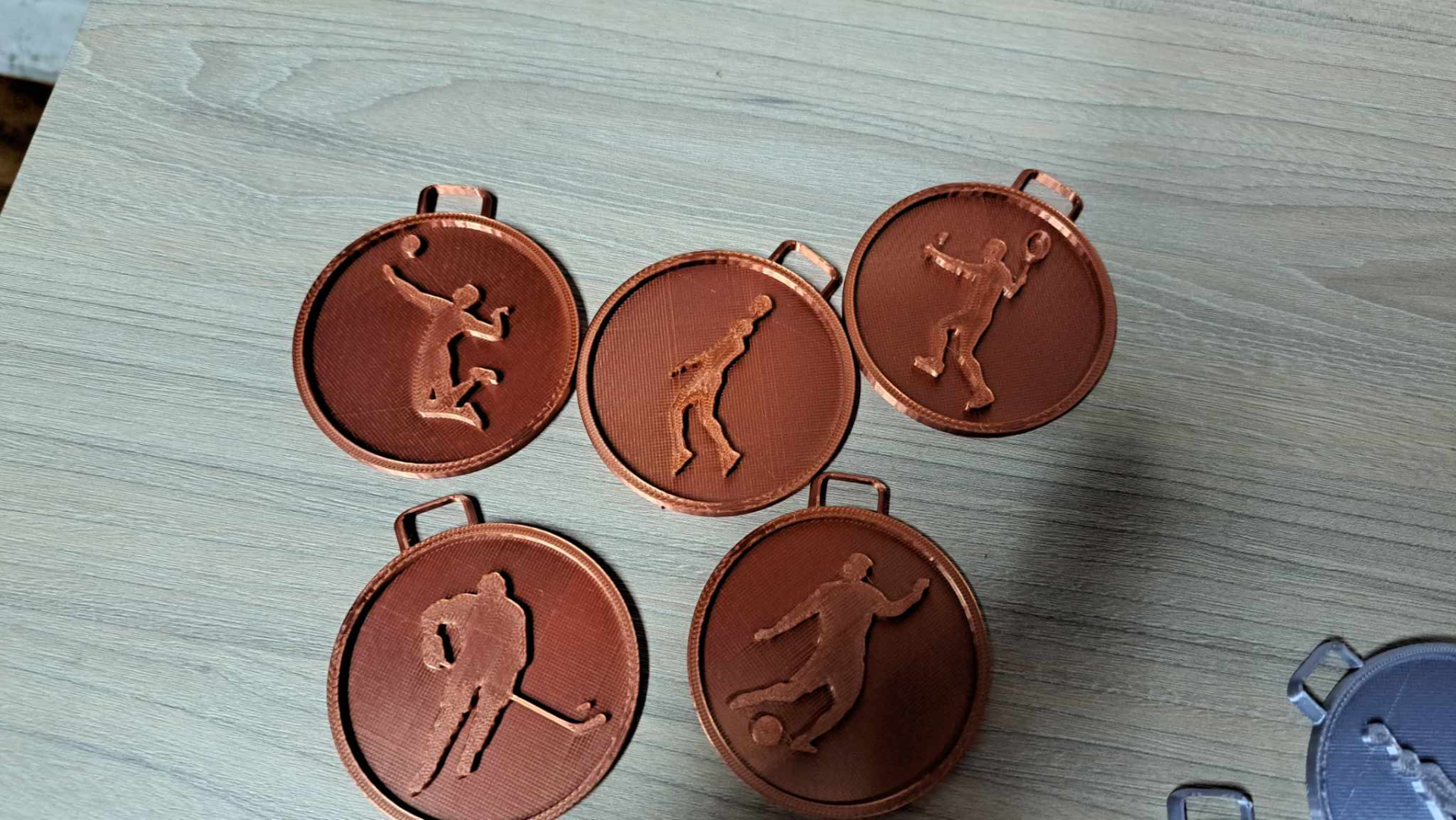 Medals set - football hockey volleyball basketball