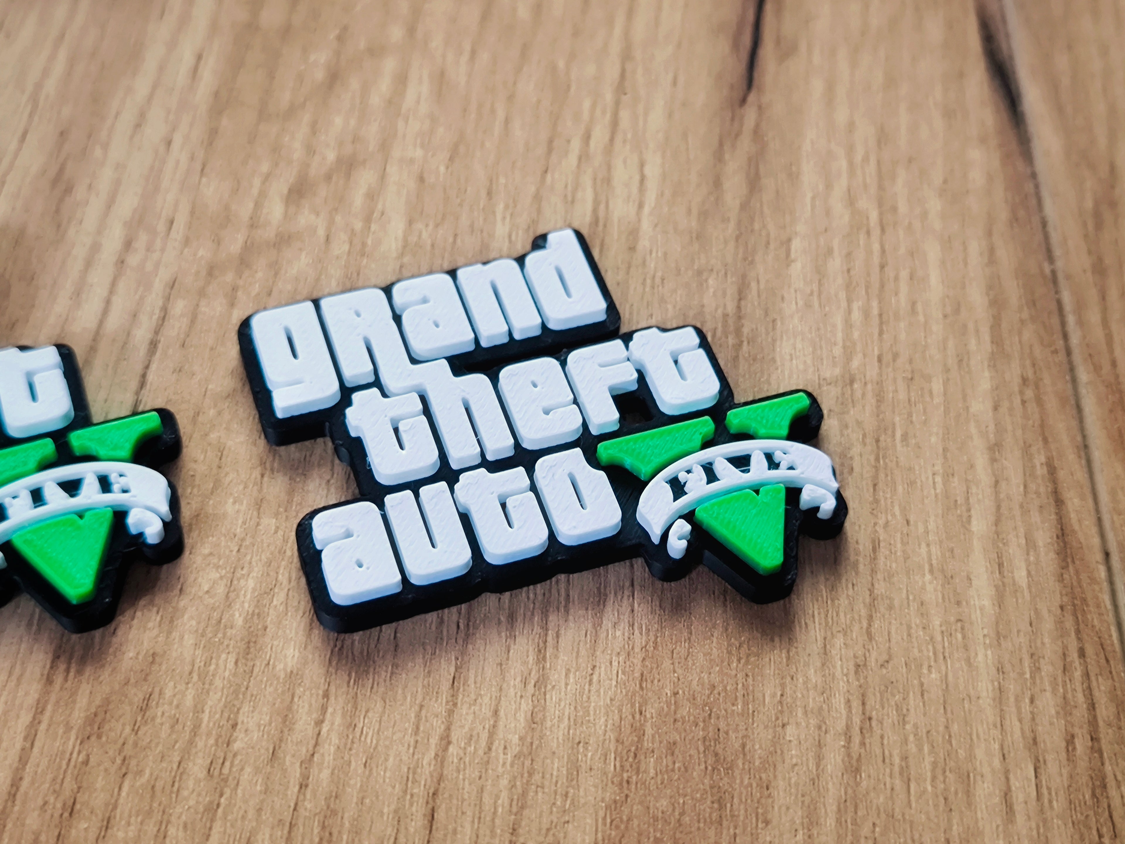 GTA logo keychain, fridge magnet, badge