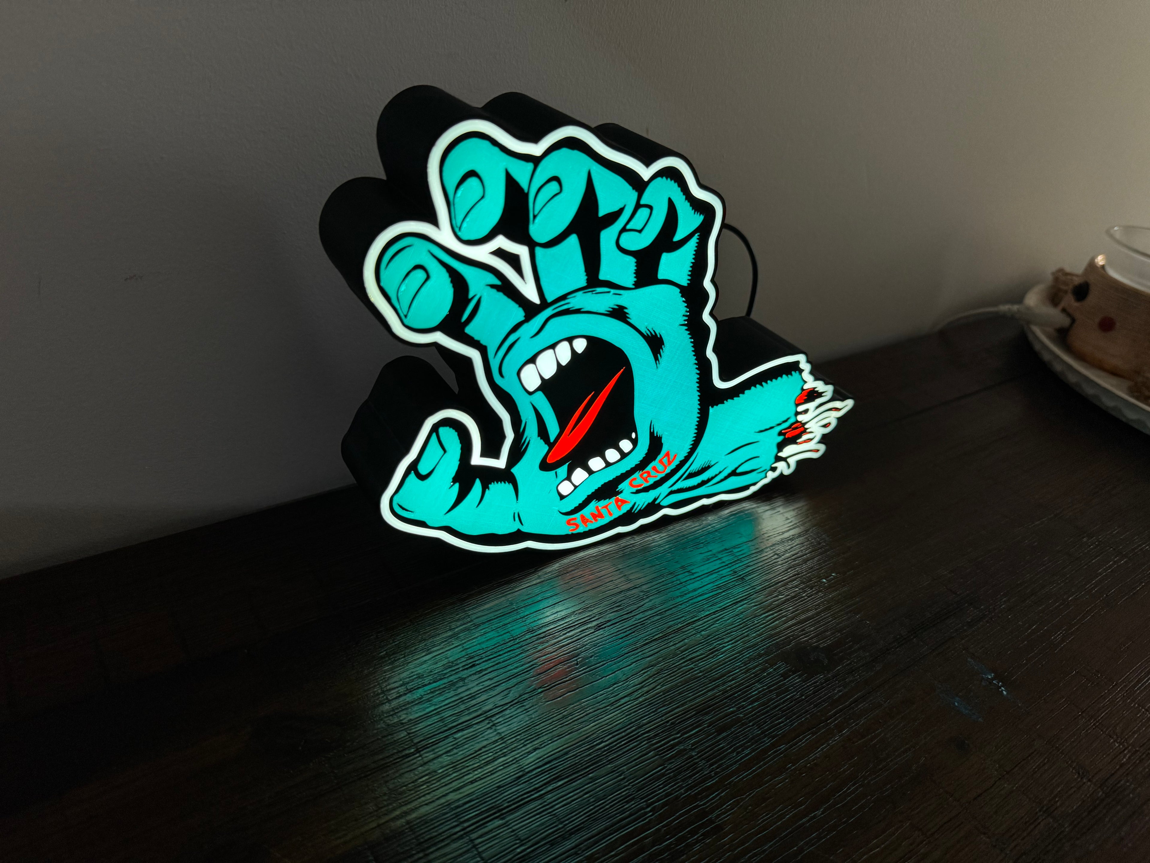 Santa Cruz - Screaming Hand - Light up Sign / Logo