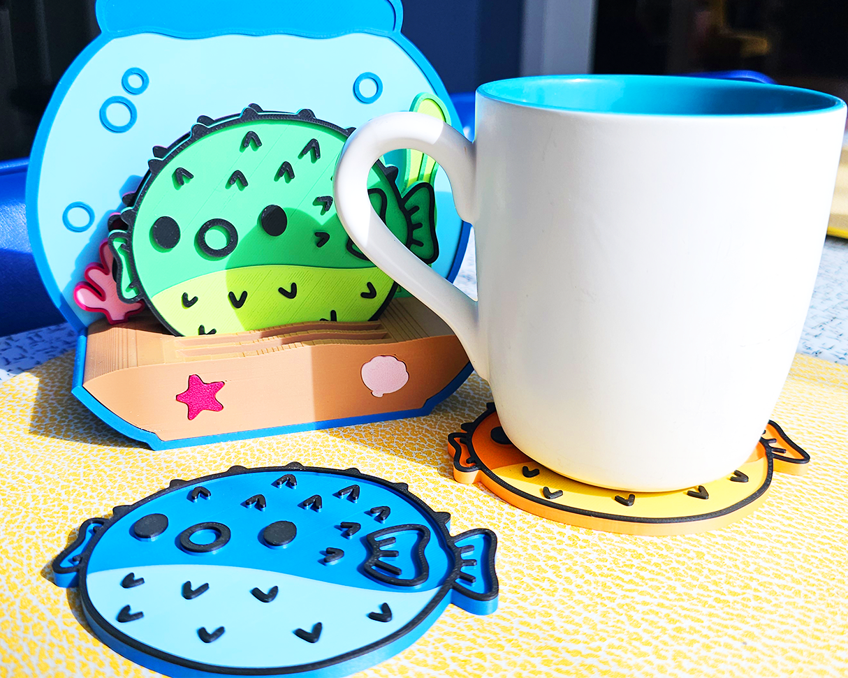 Pufferfish Coaster Set